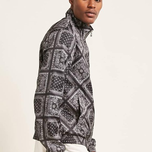 Mens Bandana Print Windbreaker Jacket 